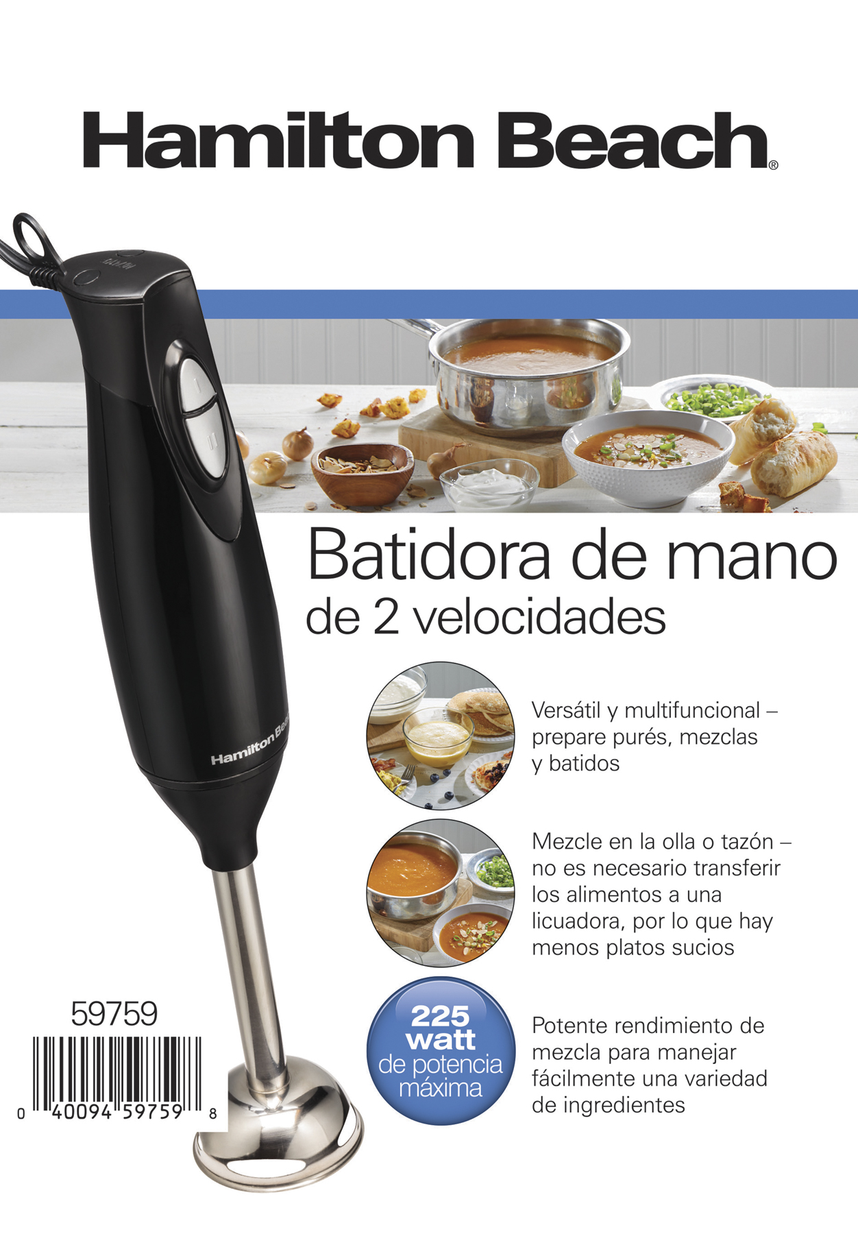Batidora de Inmersión 2 Vel. Hamilton Beach 59759 - Imagen 7