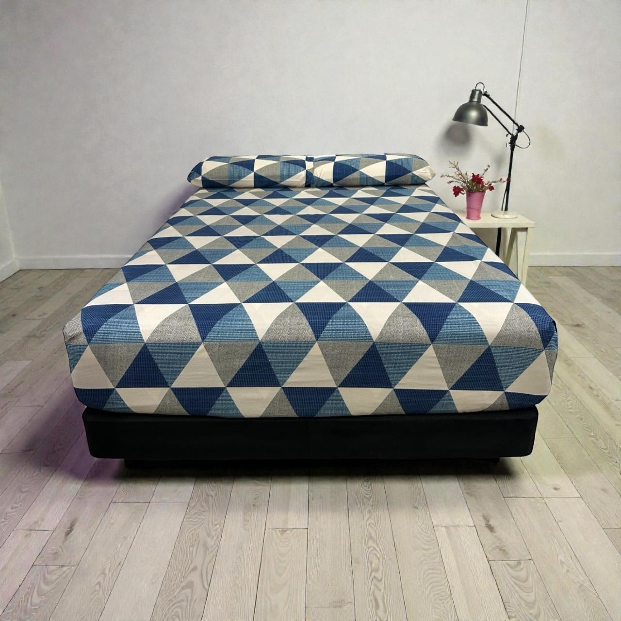 Juego de Sábanas Casa Real Tex - Triangulo Azul.