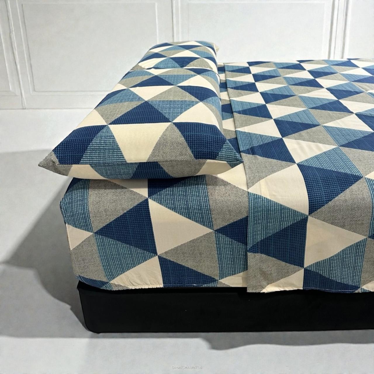 Juego de Sábanas Casa Real Tex - Triangulo Azul. - Imagen 2