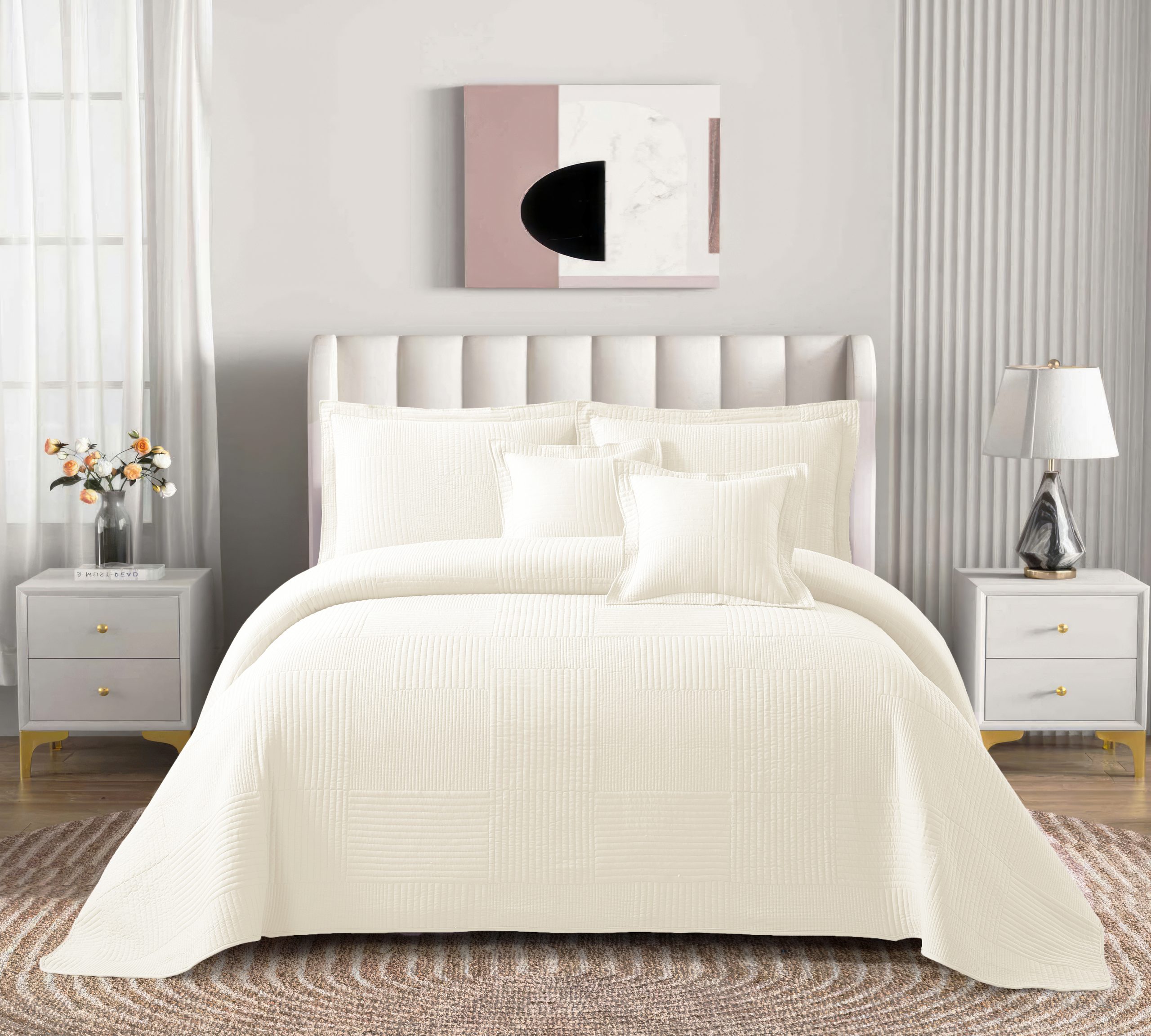 Colcha Real Tex Bordada Unicolor Beige – 8004 - Imagen 2