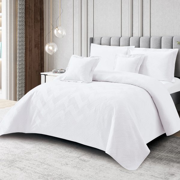 Colcha Real Tex Bordada Unicolor ZigZag con Terminación Recta Blanco - 8001