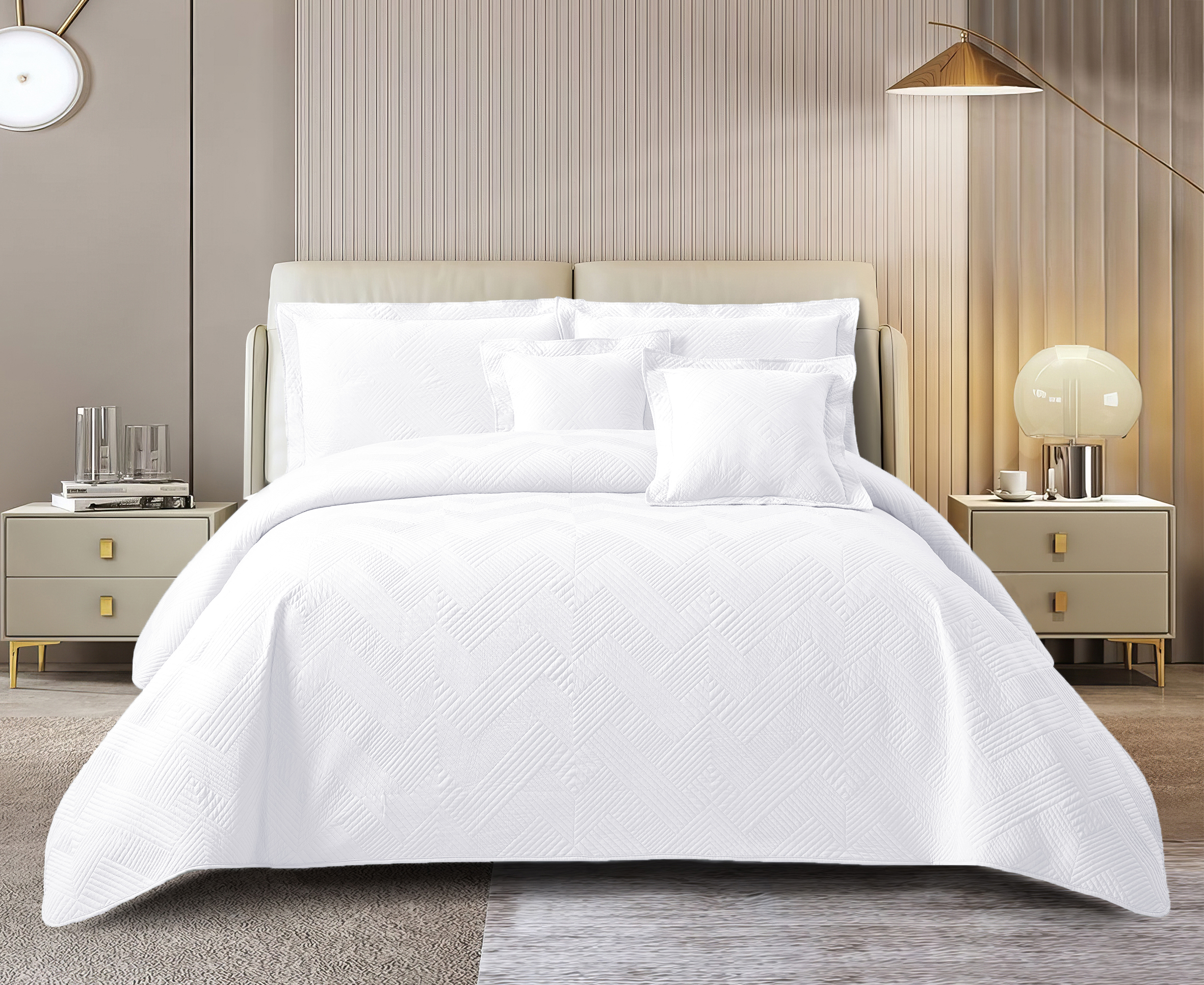 Colcha Real Tex Bordada Unicolor ZigZag con Terminación Recta Blanco - 8001 - Imagen 2