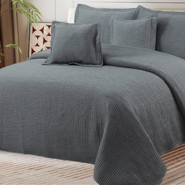 Colcha Real Tex Jacquard Algodón 6142-2 Gris Oscuro