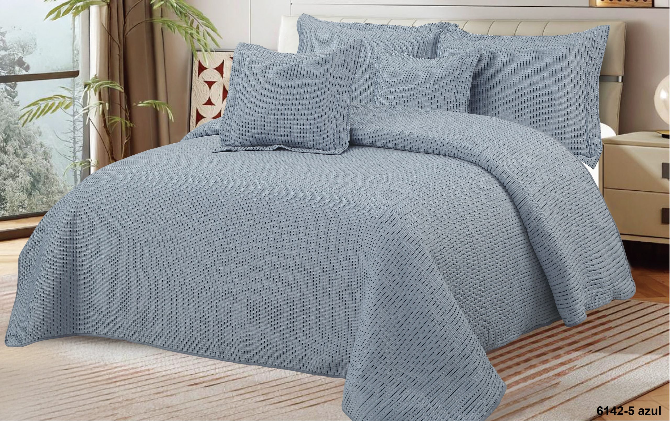 Colcha Real Tex Jacquard Algodón 6142-5 Azul