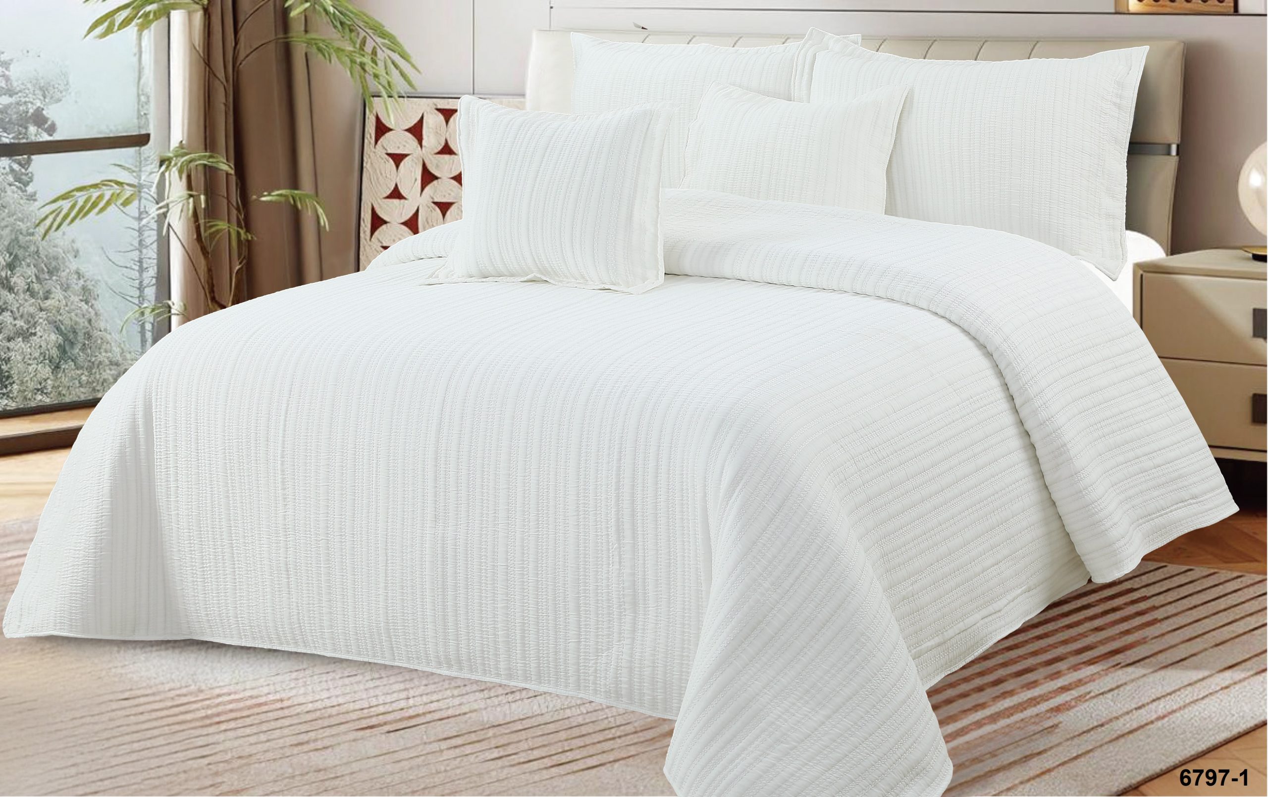 Colcha Real Tex Jacquard Algodón 6797-1 Crema