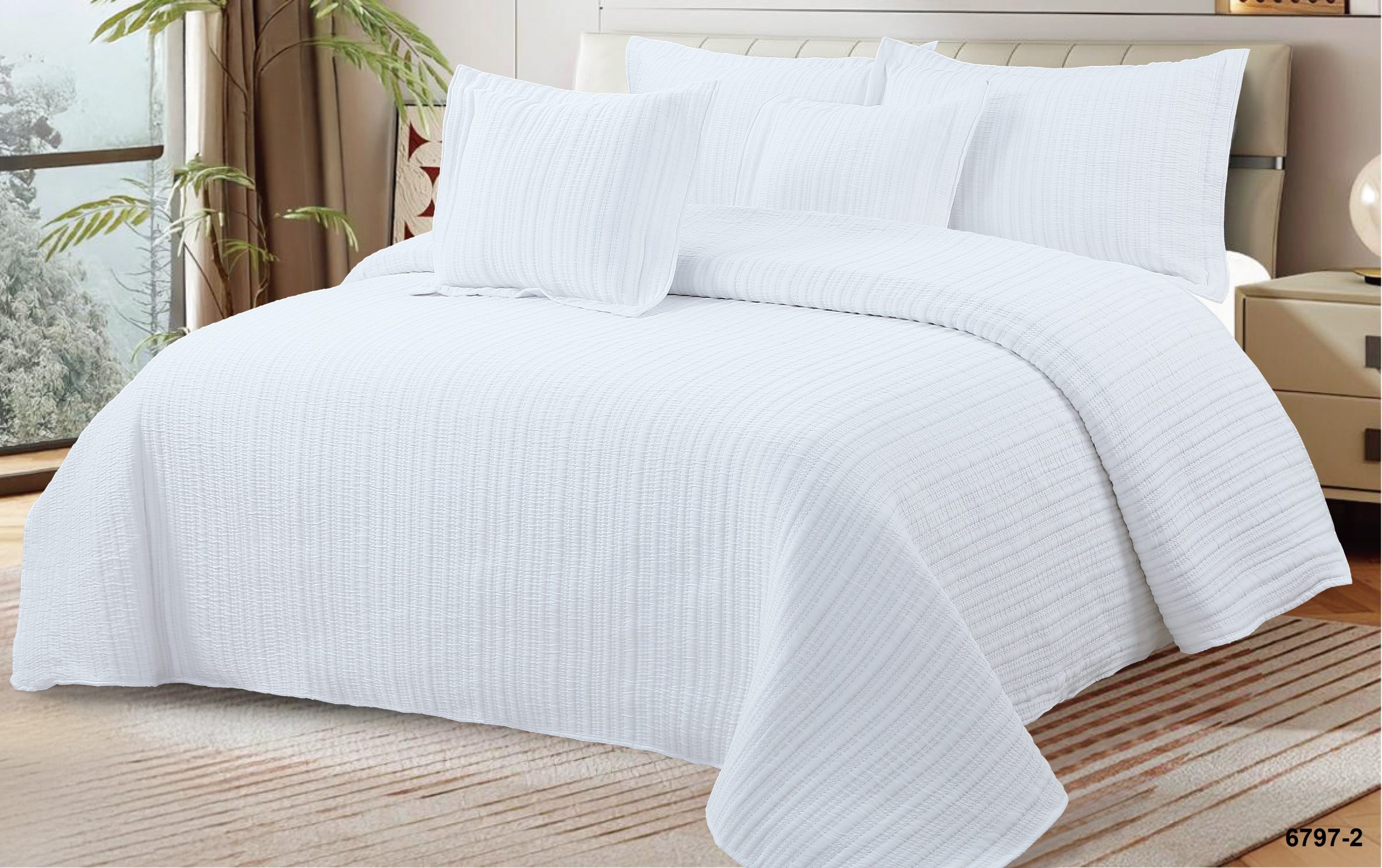 Colcha Real Tex Jacquard Algodón 6797-2 Blanco