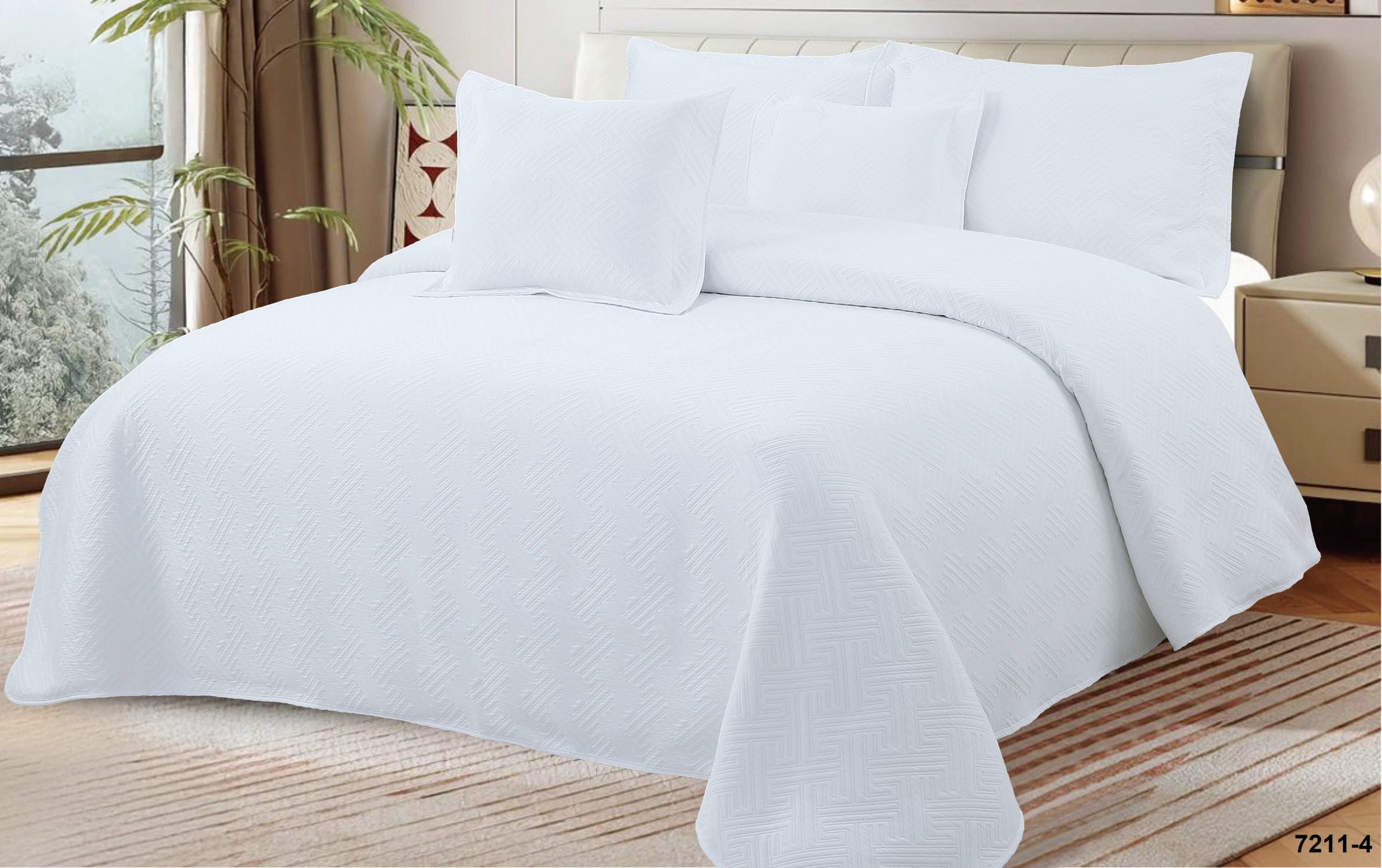 Colcha Real Tex Jacquard Algodón 7211-4 Blanco