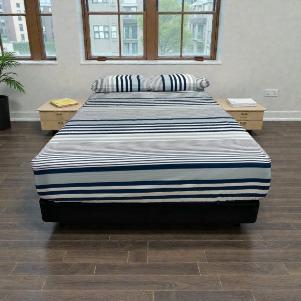 Juego de Sábanas Casa Real Tex - Líneas Azul.