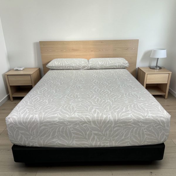 Juego de Sábanas Real Tex 180 Hilos Estampado 50% Algodón - 50% Poliéster, Hoja Café