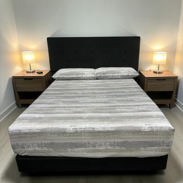 Juego de Sábanas Real Tex 180 Hilos Estampado 50% Algodón - 50% Poliéster, Pinceladas Gris, Cafe