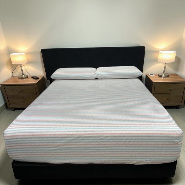 Juego de Sábanas Real Tex 180 Hilos Estampado 50% Algodón - 50% Poliéster, Lineas de Puntos Colores