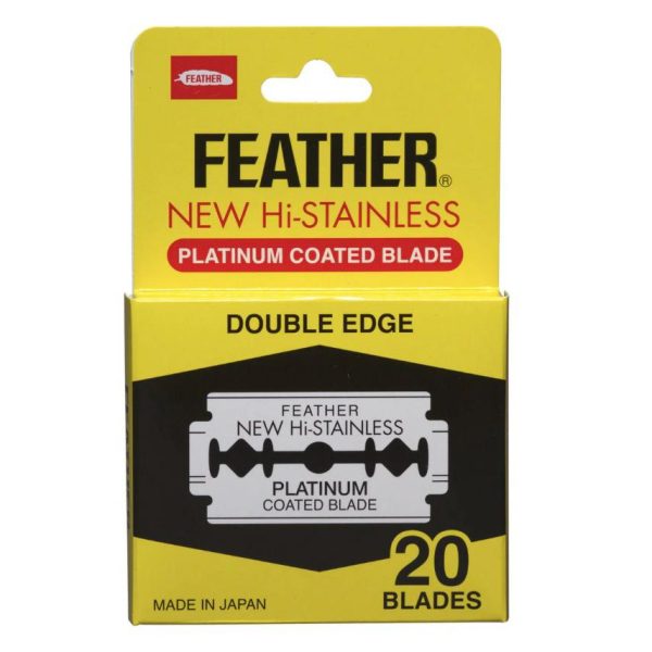 Cuchilla Doble Filo De Acero Inoxidable Recubierta Con Platino Feather Stainless Steel - Dispensador 20 Cuchillas