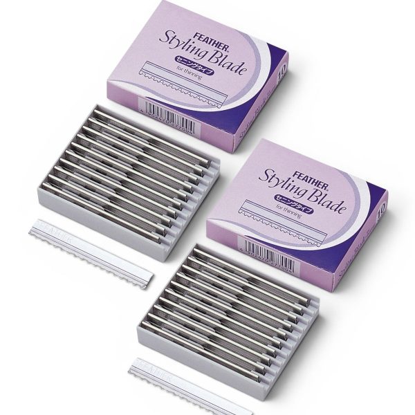 Cuchillas Feather Styling Blade TG-10 / Menor Exposición De La Hoja De Corte de Cabello, 2 Dispensadores de 10 Cuchillas