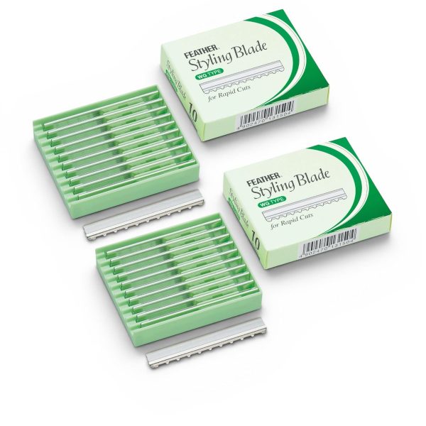 Cuchillas Feather Styling Blade WG-10 Tipe / Mayor Exposición De La Hoja De Corte de Cabello, 2 Dispensadores de 10 Cuchillas.