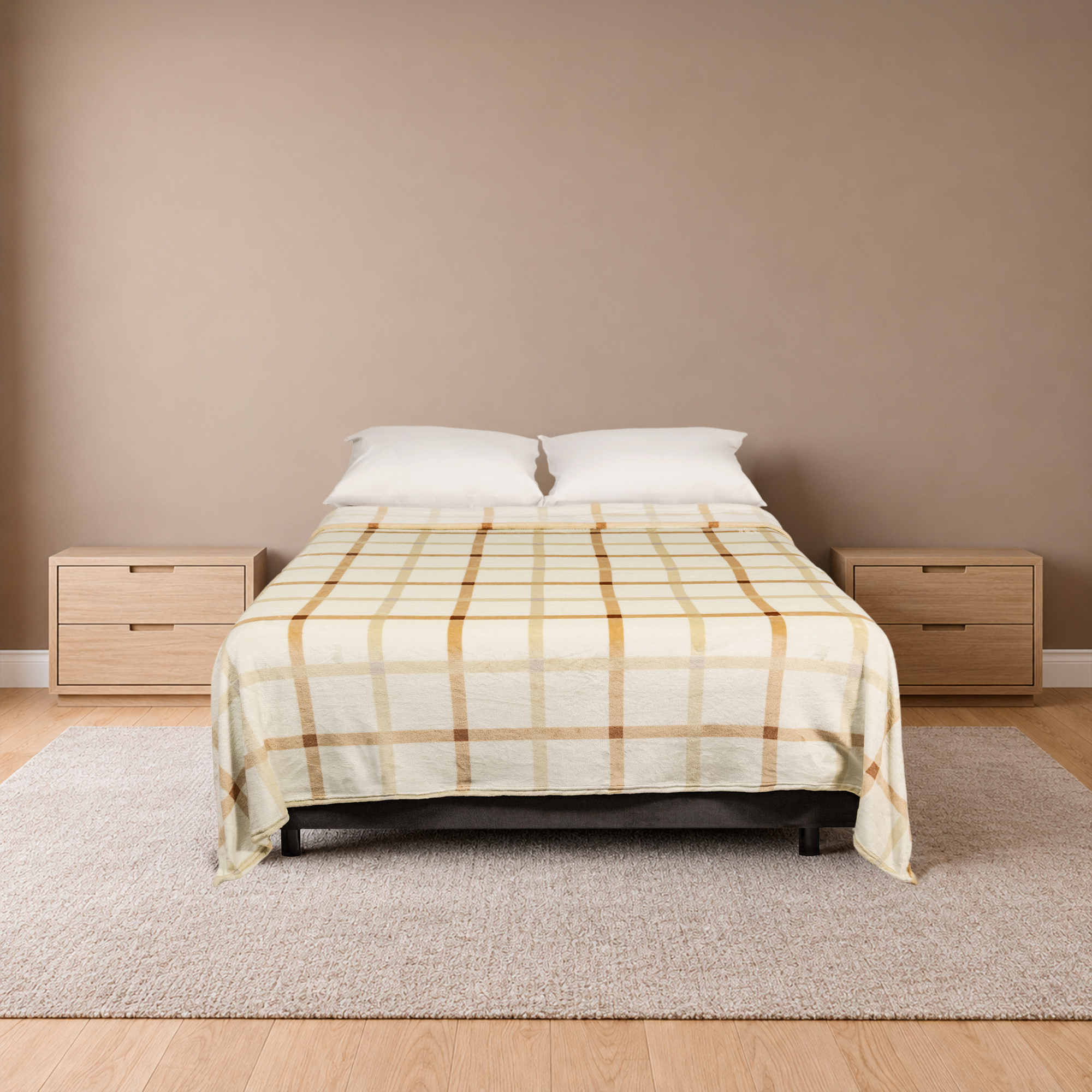 Cobija Real Tex Flannel Estampada -Línea Camel.