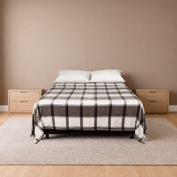 Cobija Real Tex Flannel Estampada - Cuadro Gris