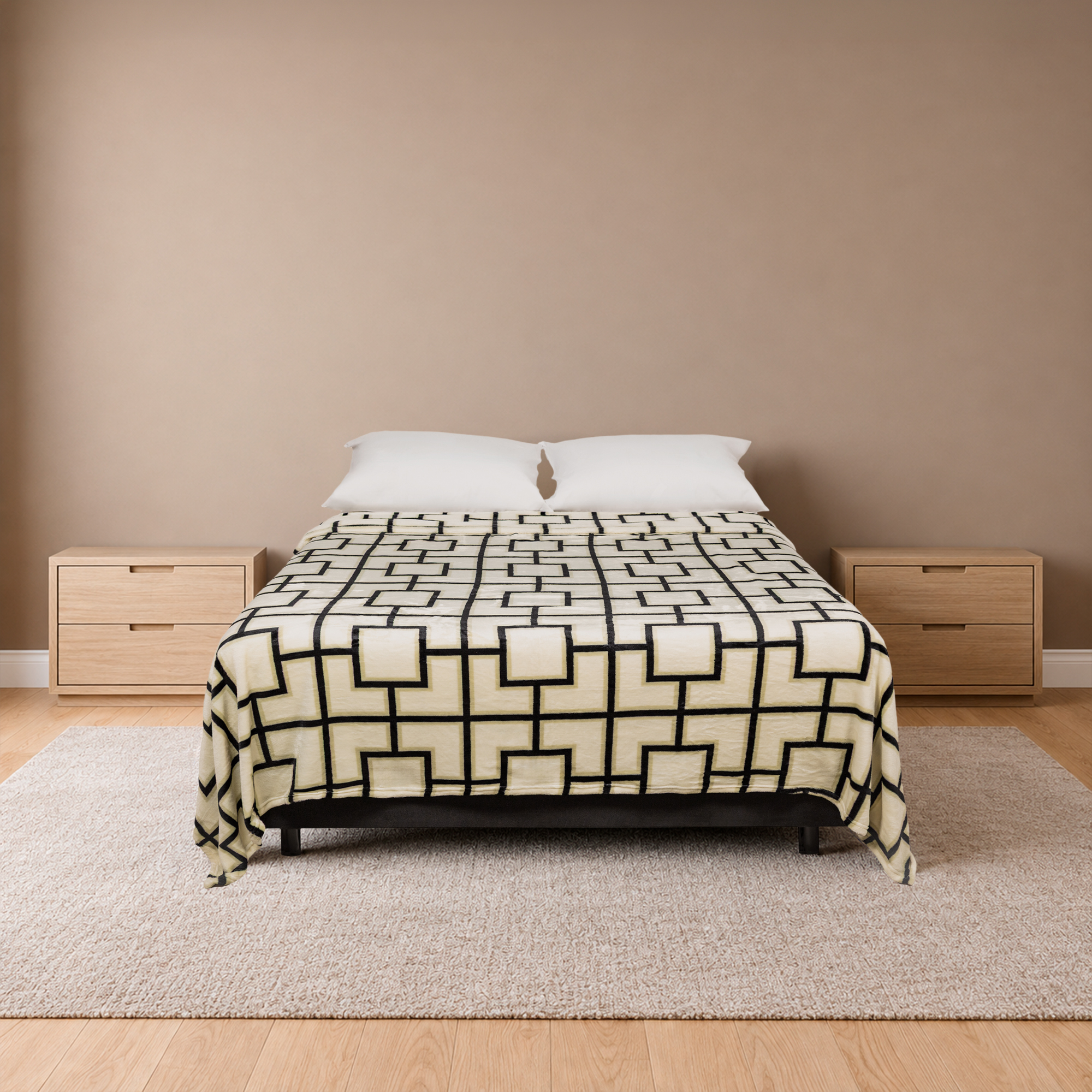 Cobija Real Tex Flannel Estampada -Nodos Negro