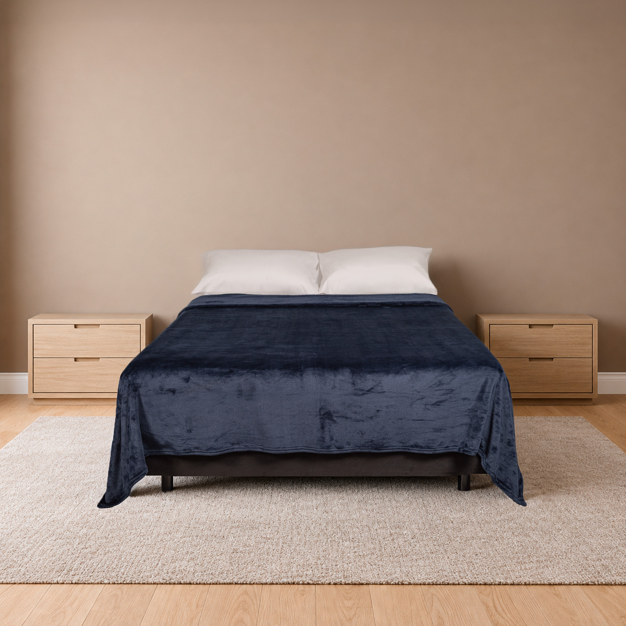 Cobija Real Tex Flannel Unicolor - Azul Petróleo